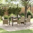 Afuera Living 5 Piece Poly Rattan Garden Dining Set with Cushions in Beige