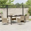 Afuera Living 5 Piece Poly Rattan Garden Dining Set with Cushions in Beige