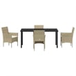 Afuera Living 5 Piece Poly Rattan Garden Dining Set with Cushions in Beige
