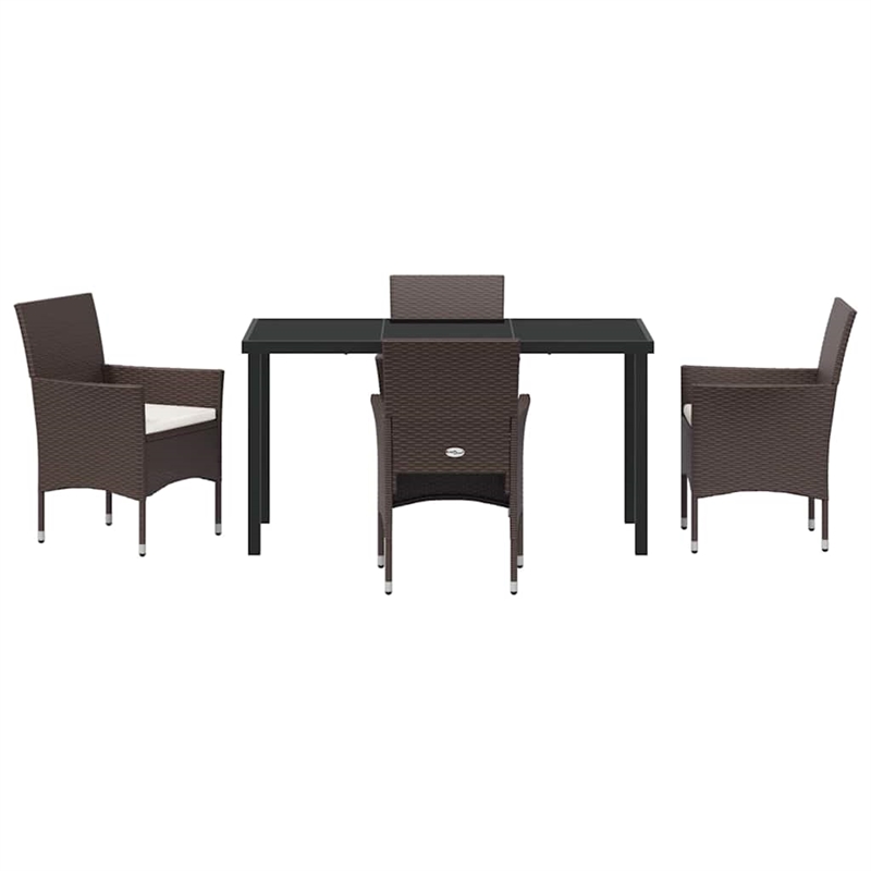 Afuera Living 5 Piece Poly Rattan Garden Dining Set with Cushions in Brown