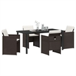 Afuera Living 5 Piece Poly Rattan Garden Dining Set with Cushions in Brown
