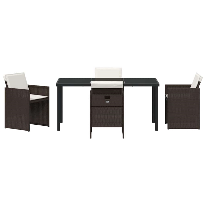 Afuera Living 5 Piece Poly Rattan Garden Dining Set with Cushions in Brown