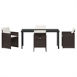 Afuera Living 5 Piece Poly Rattan Garden Dining Set with Cushions in Brown