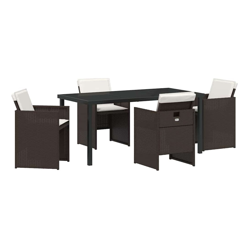 Afuera Living 5 Piece Poly Rattan Garden Dining Set with Cushions in Brown