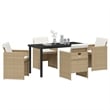 Afuera Living 5 Piece Poly Rattan Garden Dining Set with Cushions in Beige