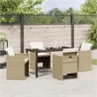 Afuera Living 5 Piece Poly Rattan Garden Dining Set with Cushions in Beige