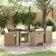 Afuera Living 5 Piece Poly Rattan Garden Dining Set with Cushions in Beige