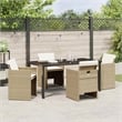 Afuera Living 5 Piece Poly Rattan Garden Dining Set with Cushions in Beige