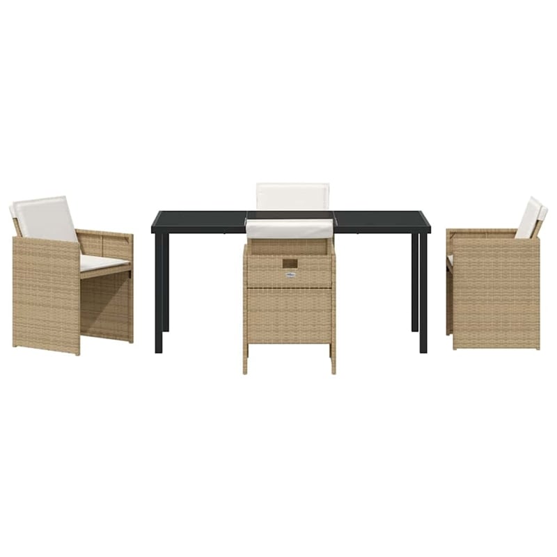 Afuera Living 5 Piece Poly Rattan Garden Dining Set with Cushions in Beige