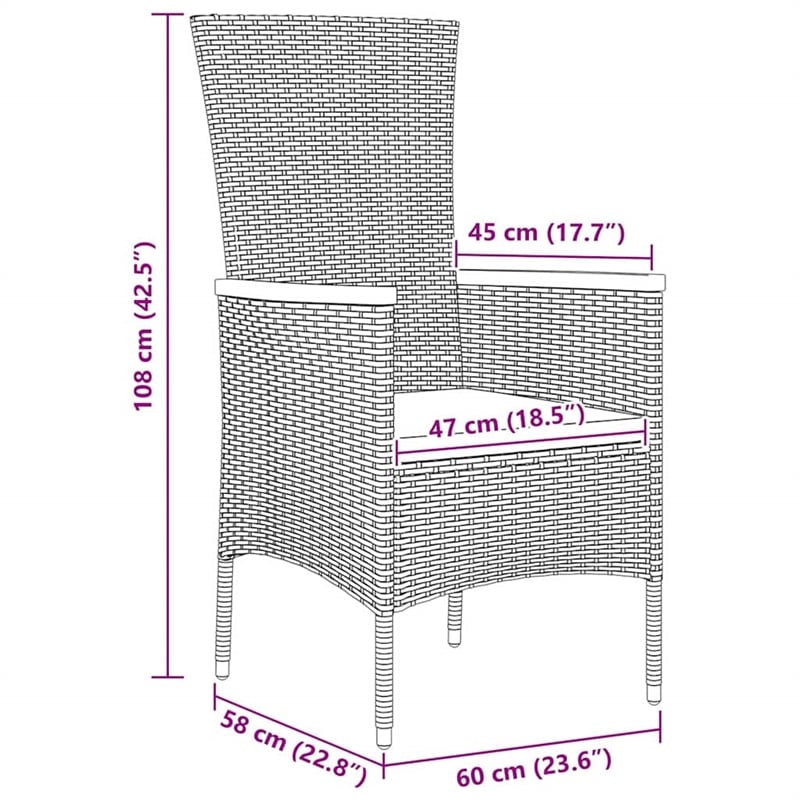Afuera Living 5 Piece Poly Rattan Garden Dining Set with Cushions in Gray