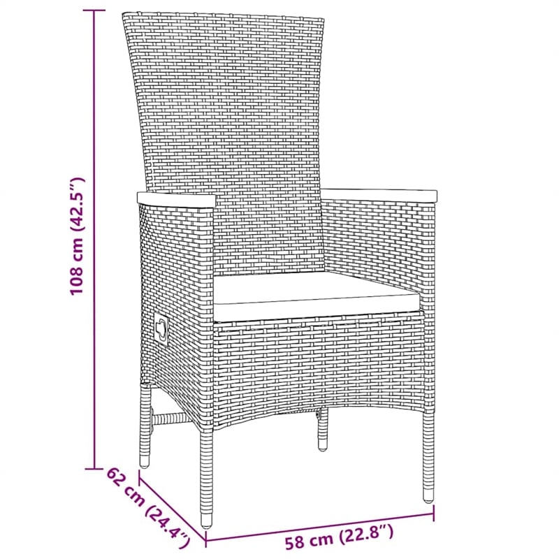 Afuera Living 7 Piece Poly Rattan Garden Dining Set with Cushions in Gray