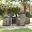 Afuera Living 5 Piece Poly Rattan Garden Dining Set with Cushions in Gray