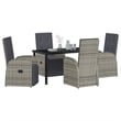 Afuera Living 5 Piece Poly Rattan Garden Dining Set with Cushions in Gray