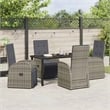 Afuera Living 5 Piece Poly Rattan Garden Dining Set with Cushions in Gray