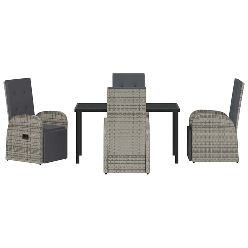 Afuera Living 5 Piece Poly Rattan Garden Dining Set with Cushions in Gray