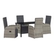 Afuera Living 5 Piece Poly Rattan Garden Dining Set with Cushions in Gray