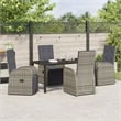Afuera Living 5 Piece Poly Rattan Garden Dining Set with Cushions in Gray
