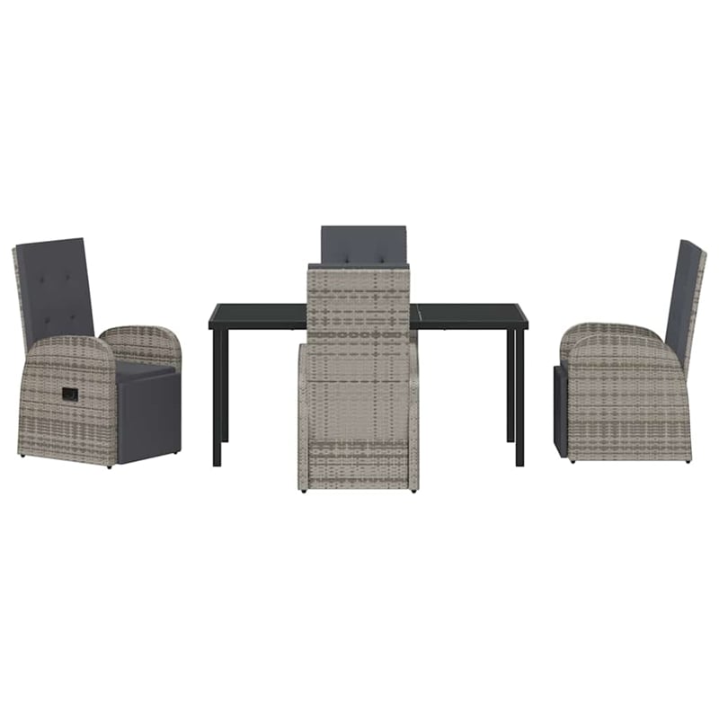 Afuera Living 5 Piece Poly Rattan Garden Dining Set with Cushions in Gray