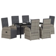 Afuera Living 7 Piece Poly Rattan Garden Dining Set with Cushions in Gray