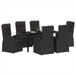 Afuera Living 7 Piece Poly Rattan Garden Dining Set with Cushions in Black