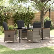 Afuera Living 5 Piece Poly Rattan Garden Dining Set with Cushions in Gray