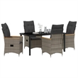 Afuera Living 5 Piece Poly Rattan Garden Dining Set with Cushions in Gray
