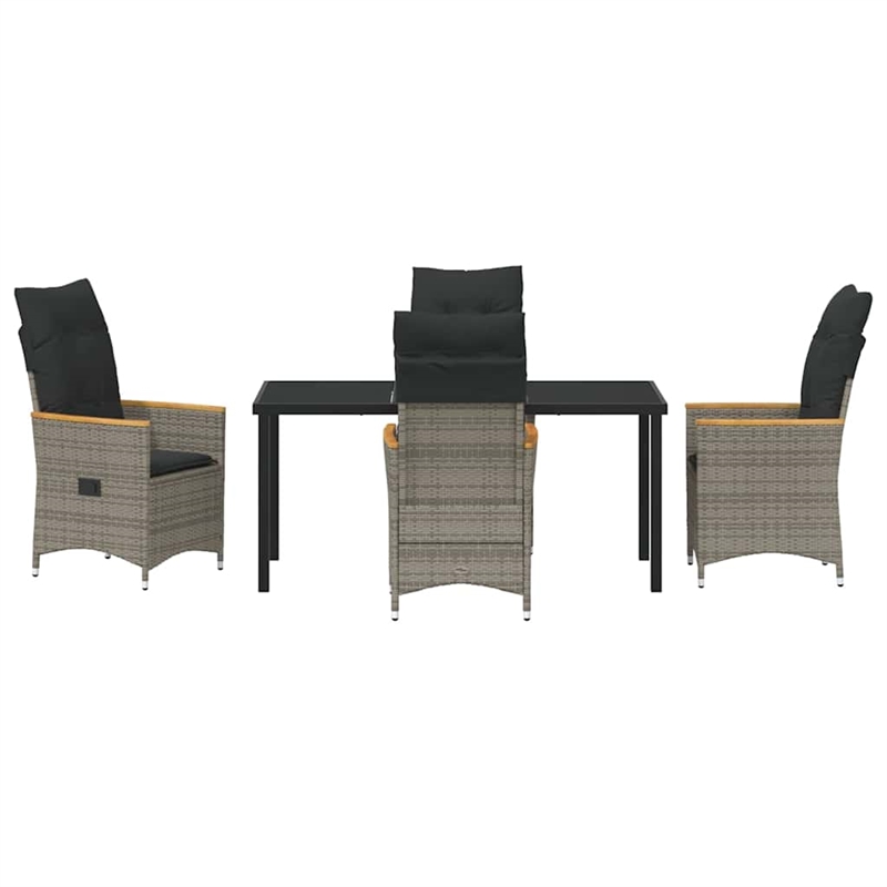 Afuera Living 5 Piece Poly Rattan Garden Dining Set with Cushions in Gray