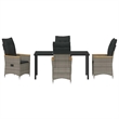 Afuera Living 5 Piece Poly Rattan Garden Dining Set with Cushions in Gray