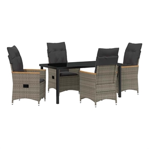 Afuera Living 5 Piece Poly Rattan Garden Dining Set with Cushions in Gray
