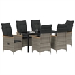 Afuera Living 7 Piece Poly Rattan Garden Dining Set with Cushions in Gray