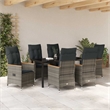 Afuera Living 7 Piece Poly Rattan Garden Dining Set with Cushions in Gray