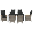 Afuera Living 7 Piece Poly Rattan Garden Dining Set with Cushions in Gray