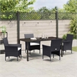 Afuera Living 5 Piece Poly Rattan Garden Dining Set with Cushions in Black