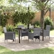 Afuera Living 5 Piece Poly Rattan Garden Dining Set with Cushions in Gray