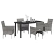Afuera Living 5 Piece Poly Rattan Garden Dining Set with Cushions in Gray