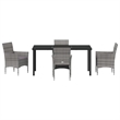 Afuera Living 5 Piece Poly Rattan Garden Dining Set with Cushions in Gray