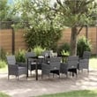 Afuera Living 7 Piece Poly Rattan Garden Dining Set with Cushions in Gray