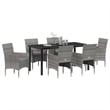 Afuera Living 7 Piece Poly Rattan Garden Dining Set with Cushions in Gray