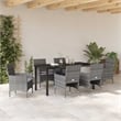 Afuera Living 7 Piece Poly Rattan Garden Dining Set with Cushions in Gray