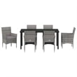 Afuera Living 7 Piece Poly Rattan Garden Dining Set with Cushions in Gray