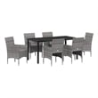 Afuera Living 7 Piece Poly Rattan Garden Dining Set with Cushions in Gray