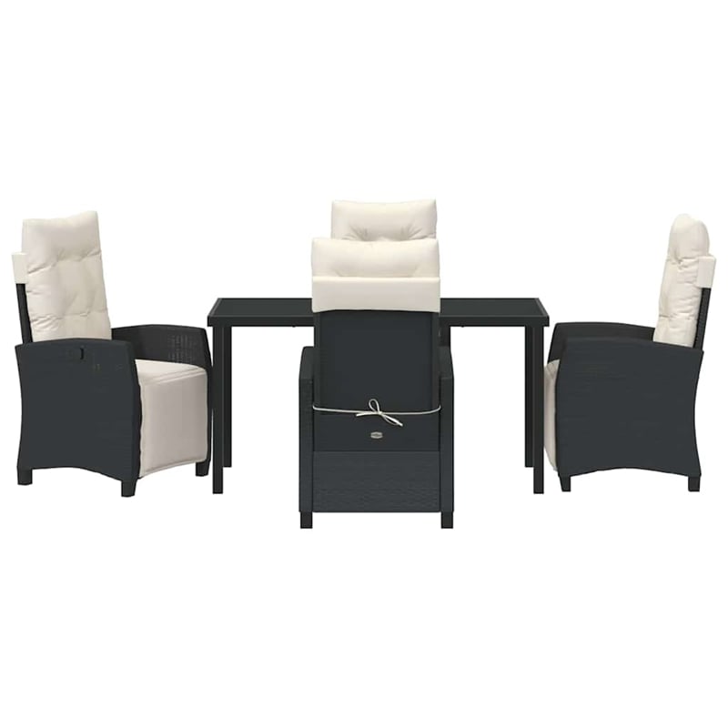 Afuera Living 5 Piece Poly Rattan Garden Dining Set with Cushions in Black