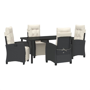 Afuera Living 5 Piece Poly Rattan Garden Dining Set with Cushions in Black