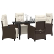 Afuera Living 5 Piece Poly Rattan Garden Dining Set with Cushions in Brown