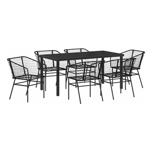 Afuera Living 7 Piece Poly Rattan Garden Dining Set in Black