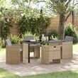 Afuera Living 5 Piece Poly Rattan Garden Dining Set with Cushions in Beige