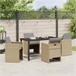 Afuera Living 5 Piece Poly Rattan Garden Dining Set with Cushions in Beige