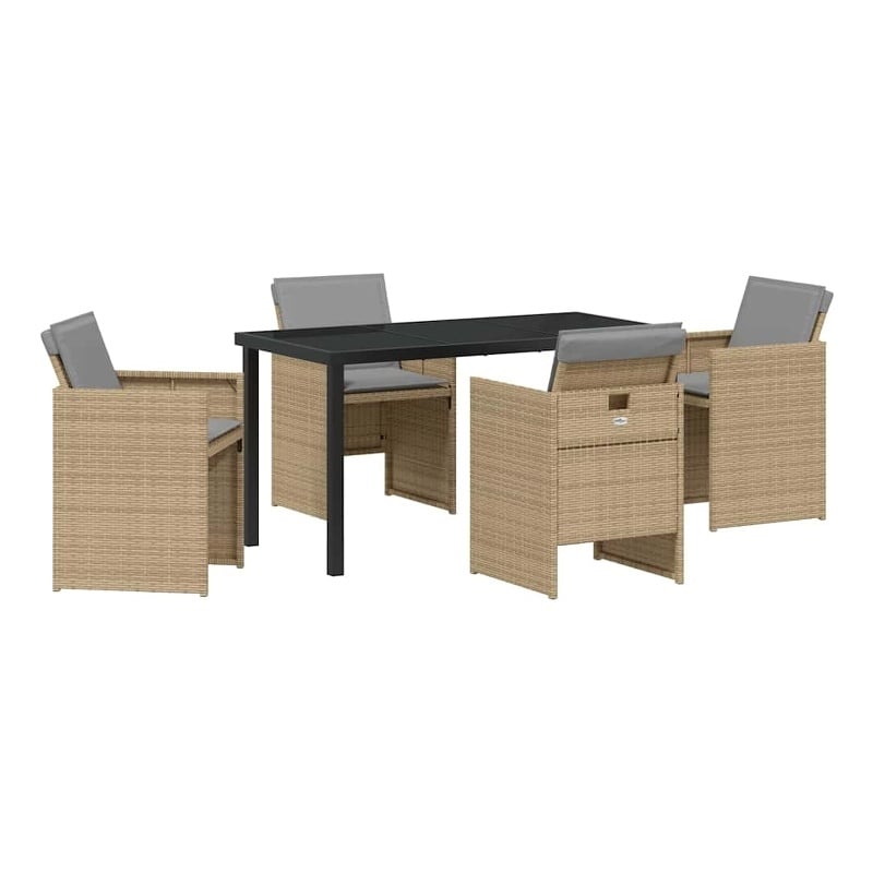 Afuera Living 5 Piece Poly Rattan Garden Dining Set with Cushions in Beige