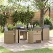 Afuera Living 5 Piece Poly Rattan Garden Dining Set with Cushions in Beige