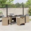 Afuera Living 5 Piece Poly Rattan Garden Dining Set with Cushions in Beige